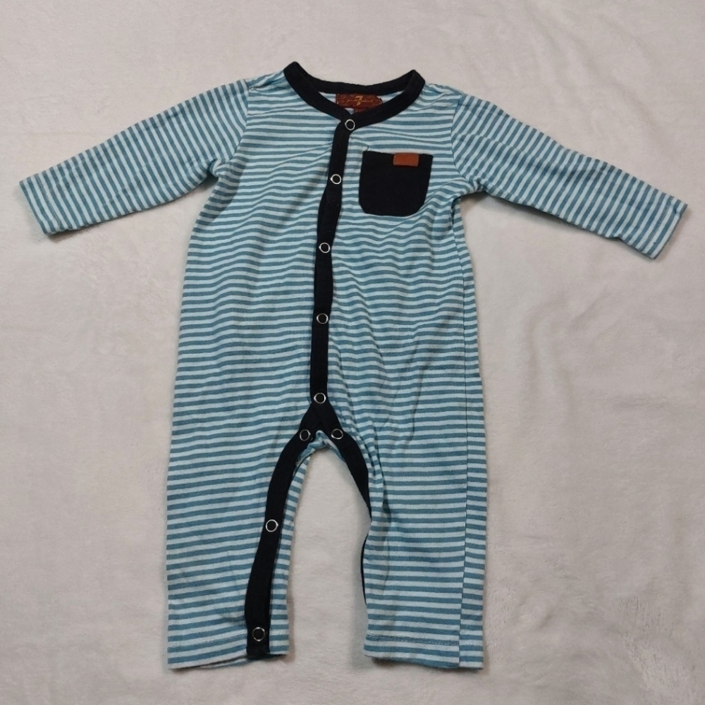 7 for All Man Kind Striped Romper Size 3-6 Months
